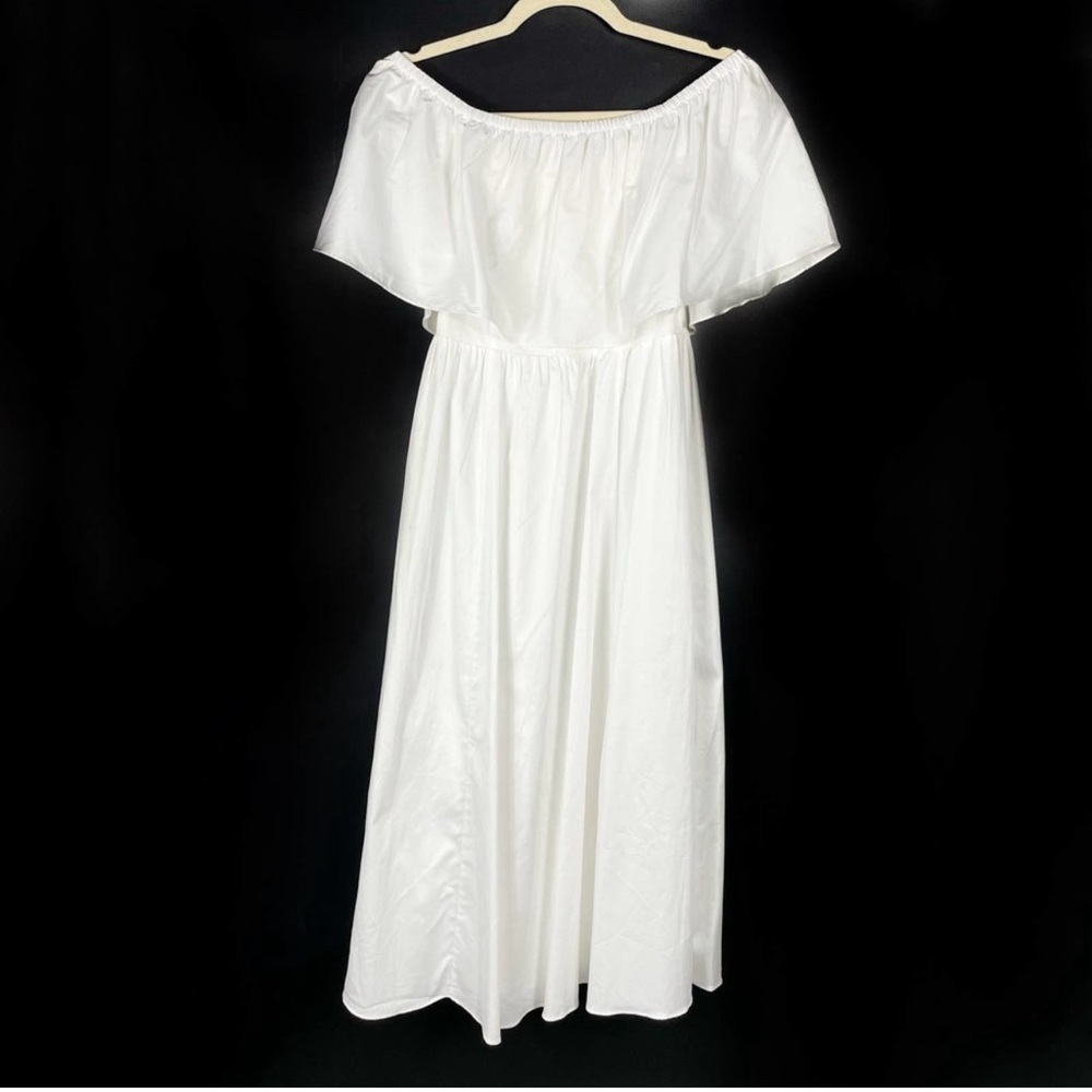 Reformation White Off-Shoulder Midi Dress - Picture 3 of 8